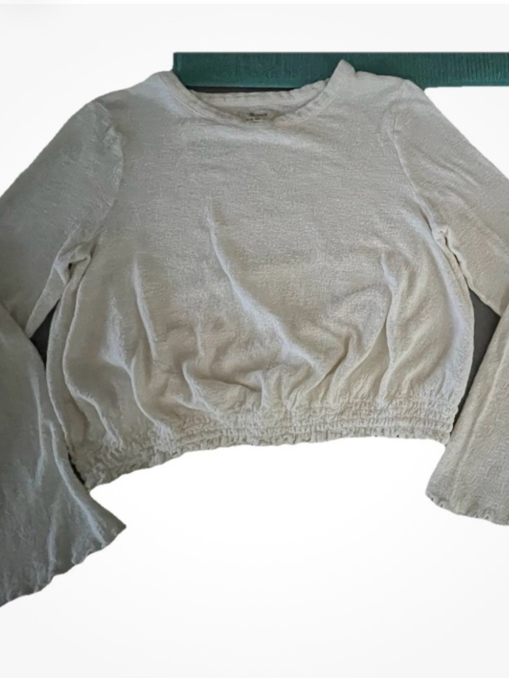 Madewell Cream Cropped Long-Sleeve Pullover